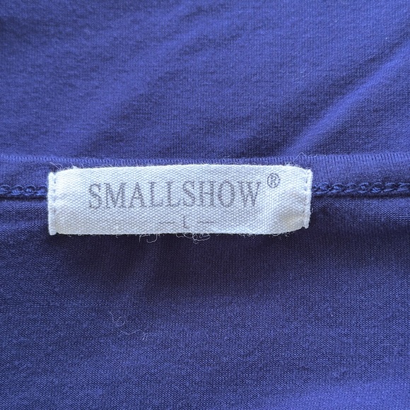 Smallshow maternity dark blue short sleeve scoop neck tee size large - Picture 10 of 11